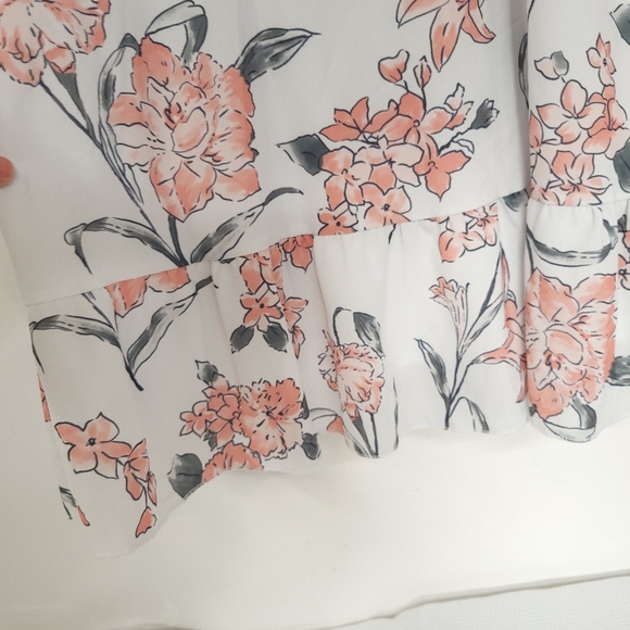 Women's Floral Print Ruffles Mini Dress V Neck Batwing Short Sleeve. # 91 - Picture 6 of 14